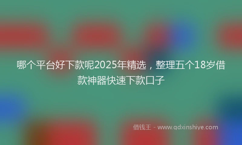 哪个平台好下款呢2025年精选，整理五个18岁借款神器快速下款口子