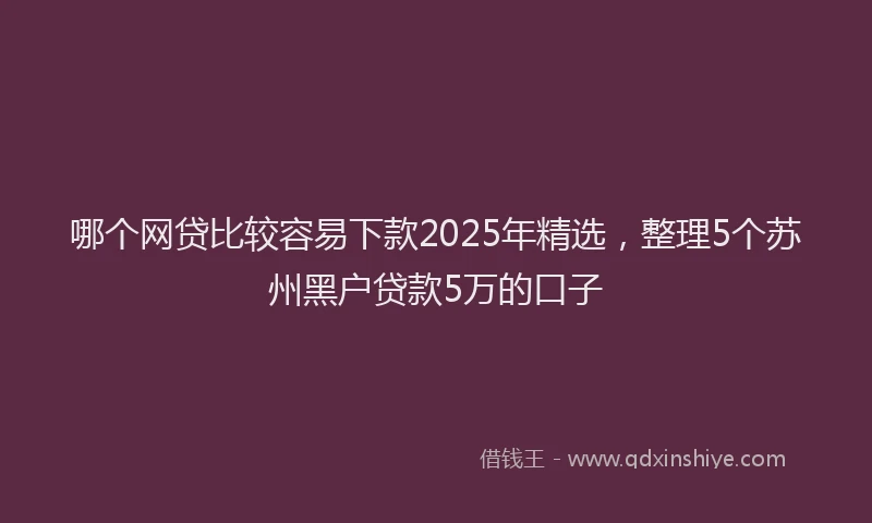 哪个网贷比较容易下款2025年精选，整理5个苏州黑户贷款5万的口子