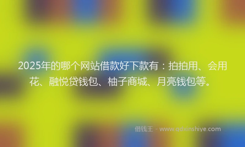 2025年的哪个网站借款好下款有：拍拍用、会用花、融悦贷钱包、柚子商城、月亮钱包等。
