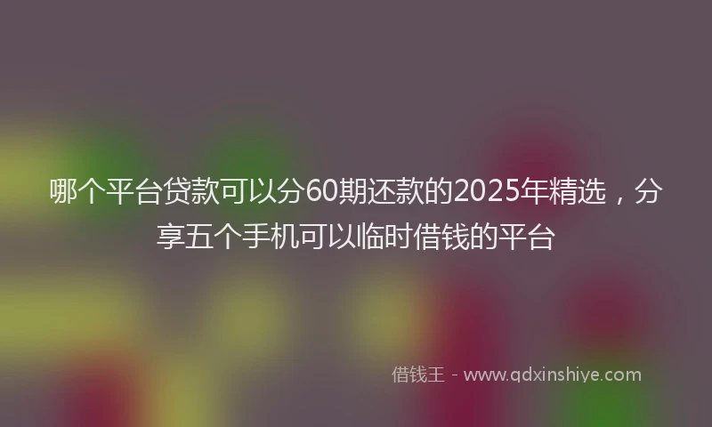 哪个平台贷款可以分60期还款的2025年精选,分享五个手机可以临时借钱的平台
