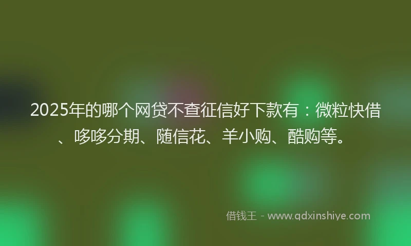 2025年的哪个网贷不查征信好下款有：微粒快借、哆哆分期、随信花、羊小购、酷购等。