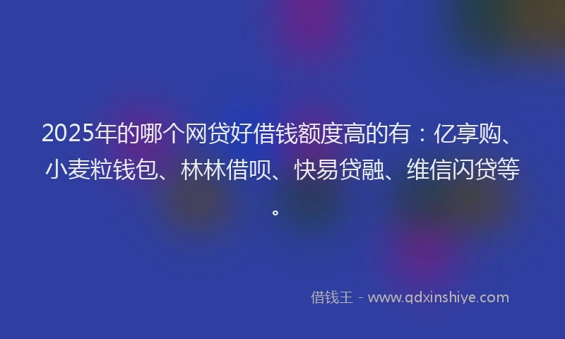 2025年的哪个网贷好借钱额度高的有：亿享购、小麦粒钱包、林林借呗、快易贷融、维信闪贷等。