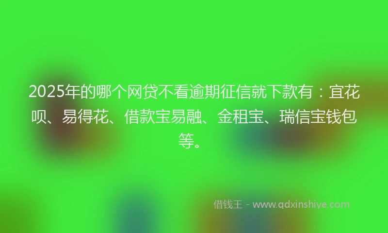 2025年的哪个网贷不看逾期征信就下款有：宜花呗、易得花、借款宝易融、金租宝、瑞信宝钱包等。