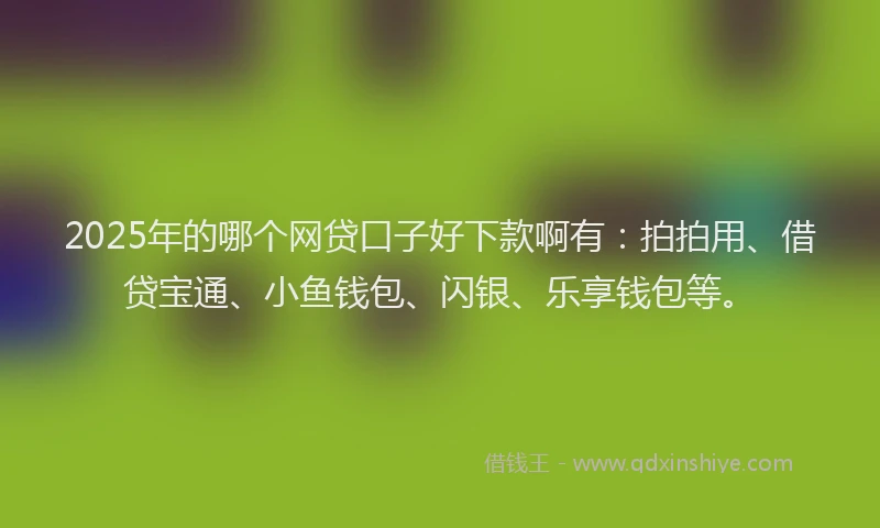 2025年的哪个网贷口子好下款啊有：拍拍用、借贷宝通、小鱼钱包、闪银、乐享钱包等。
