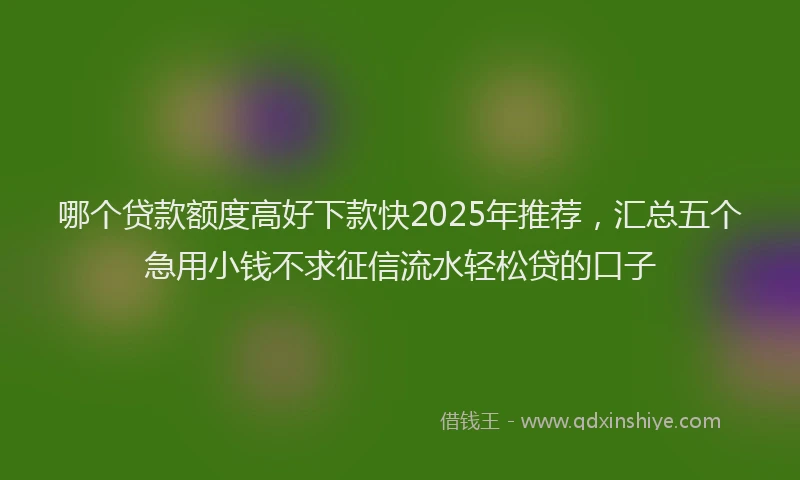 哪个贷款额度高好下款快2025年推荐，汇总五个急用小钱不求征信流水轻松贷的口子