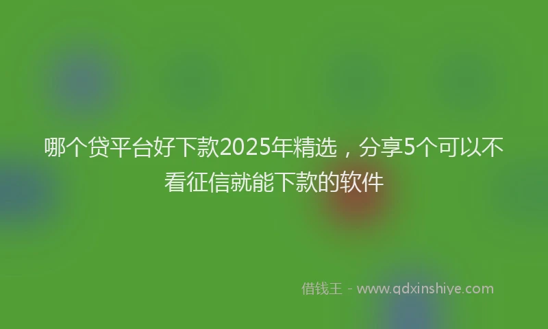 哪个贷平台好下款2025年精选,分享5个可以不看征信就能下款的软件