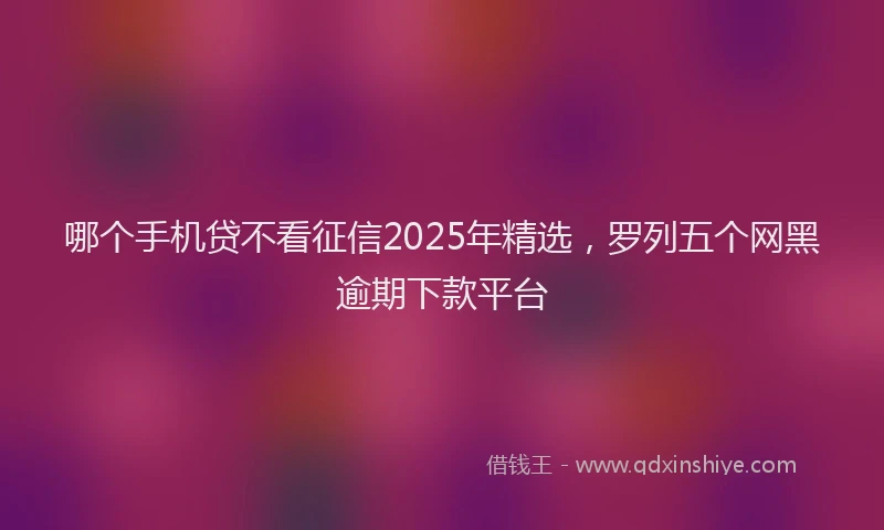 哪个手机贷不看征信2025年精选，罗列五个网黑逾期下款平台