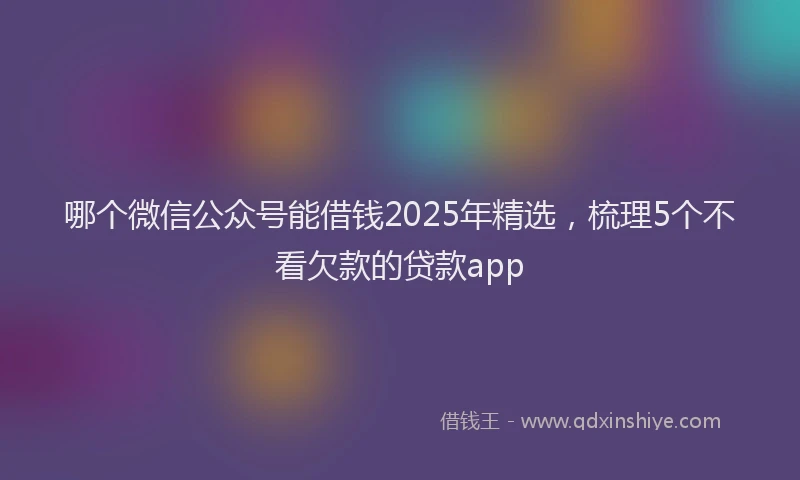 哪个微信公众号能借钱2025年精选，梳理5个不看欠款的贷款app