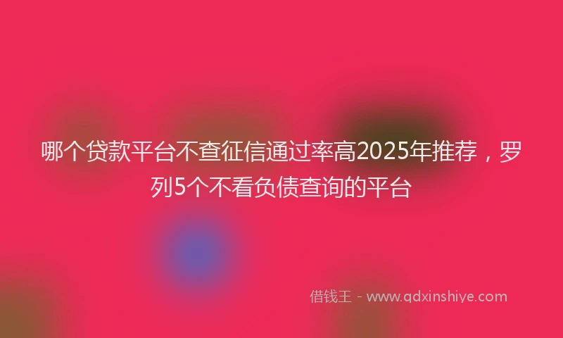 哪个贷款平台不查征信通过率高2025年推荐，罗列5个不看负债查询的平台