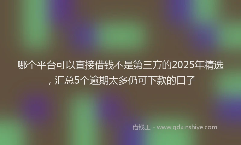 哪个平台可以直接借钱不是第三方的2025年精选，汇总5个逾期太多仍可下款的口子