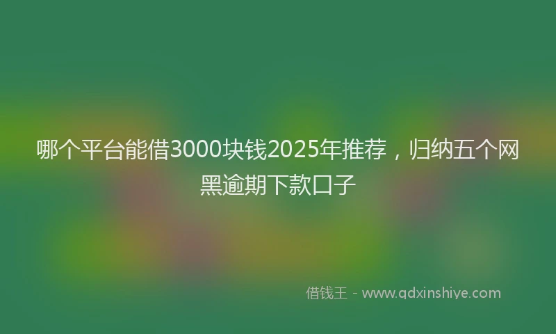 哪个平台能借3000块钱2025年推荐,归纳五个网黑逾期下款口子