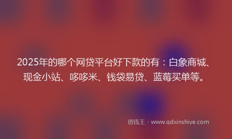 2025年的哪个网贷平台好下款的有：白象商城、现金小站、哆哆米、钱袋易贷、蓝莓买单等。