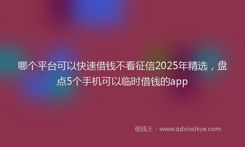 哪个平台可以快速借钱不看征信2025年精选，盘点5个手机可以临时借钱的app