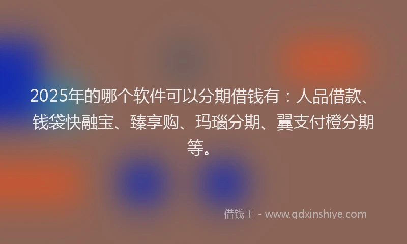2025年的哪个软件可以分期借钱有：人品借款、钱袋快融宝、臻享购、玛瑙分期、翼支付橙分期等。