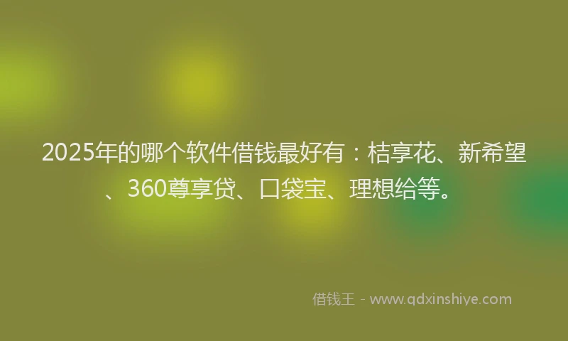2025年的哪个软件借钱最好有：桔享花、新希望、360尊享贷、口袋宝、理想给等。