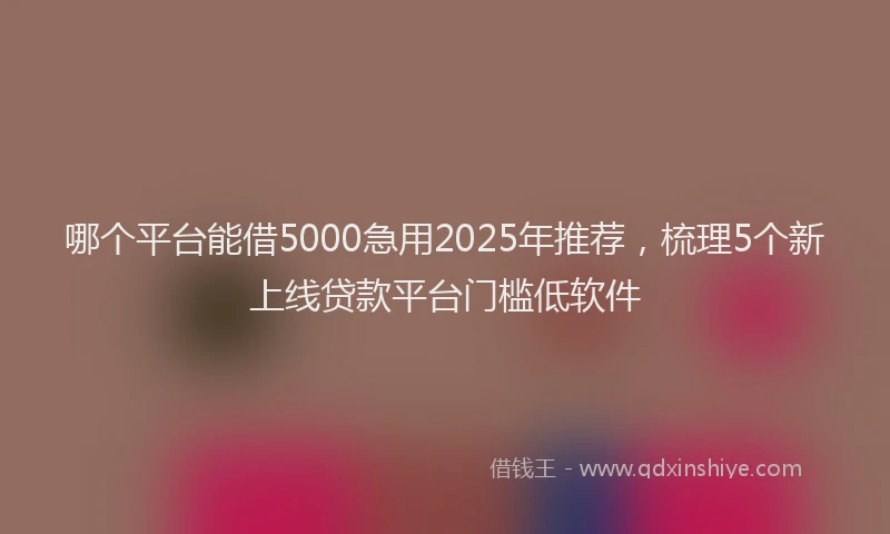 哪个平台能借5000急用2025年推荐，梳理5个新上线贷款平台门槛低软件
