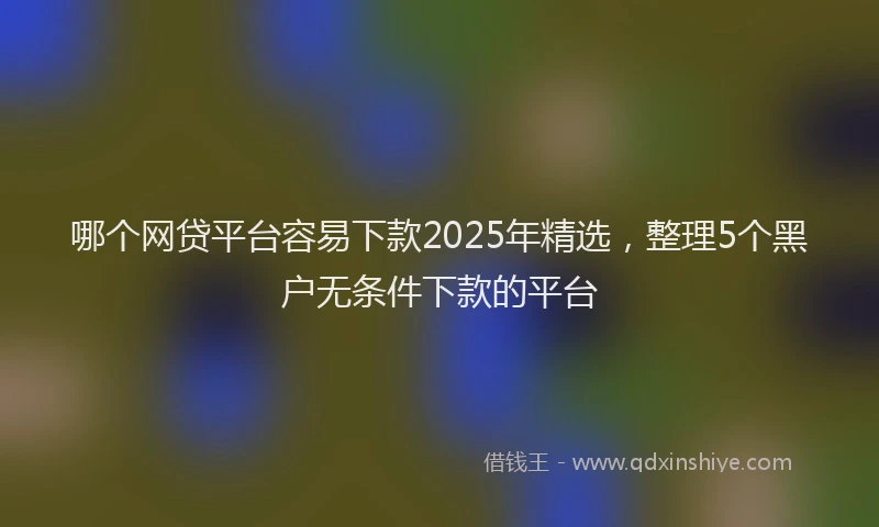 哪个网贷平台容易下款2025年精选,整理5个黑户无条件下款的平台
