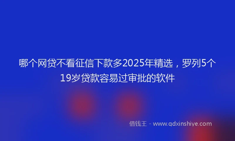 哪个网贷不看征信下款多2025年精选，罗列5个19岁贷款容易过审批的软件