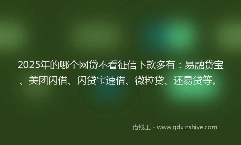 2025年的哪个网贷不看征信下款多有：易融贷宝、美团闪借、闪贷宝速借、微粒贷、还易贷等。
