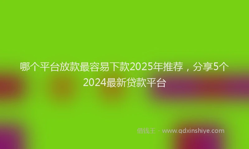 哪个平台放款最容易下款2025年推荐，分享5个2024最新贷款平台