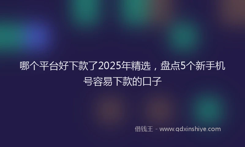 哪个平台好下款了2025年精选，盘点5个新手机号容易下款的口子