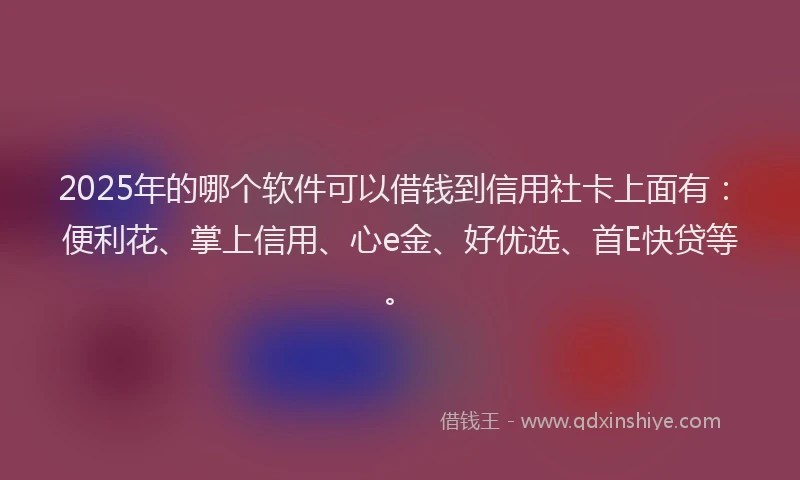 2025年的哪个软件可以借钱到信用社卡上面有：便利花、掌上信用、心e金、好优选、首E快贷等。