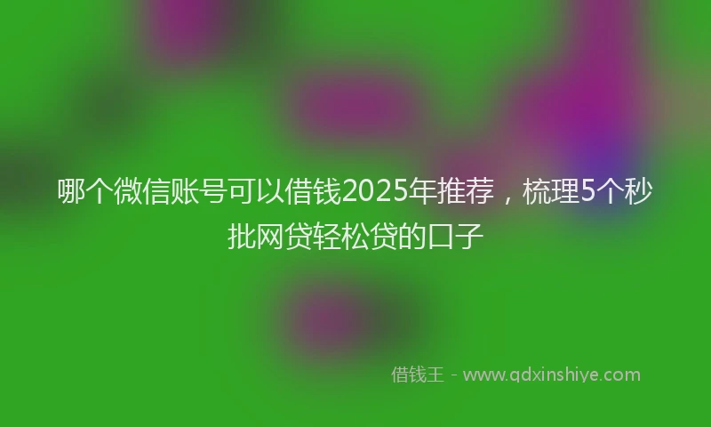 哪个微信账号可以借钱2025年推荐，梳理5个秒批网贷轻松贷的口子