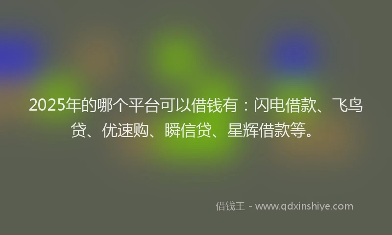 2025年的哪个平台可以借钱有：闪电借款、飞鸟贷、优速购、瞬信贷、星辉借款等。