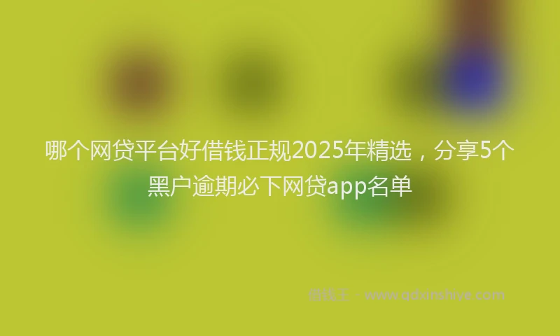 哪个网贷平台好借钱正规2025年精选，分享5个黑户逾期必下网贷app名单