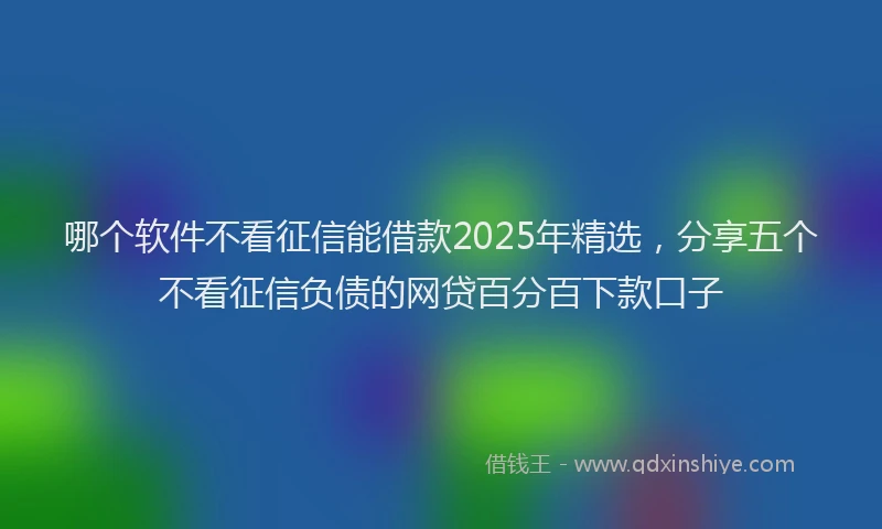 哪个软件不看征信能借款2025年精选，分享五个不看征信负债的网贷百分百下款口子