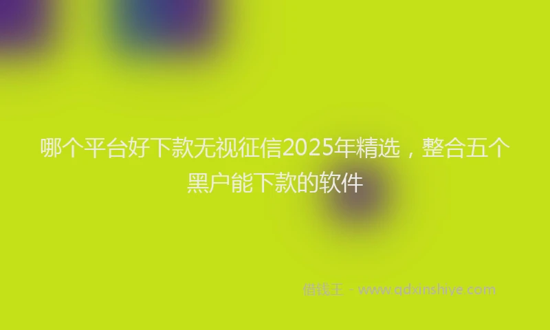 哪个平台好下款无视征信2025年精选，整合五个黑户能下款的软件