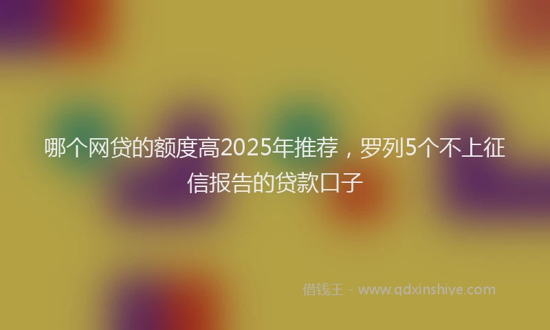 哪个网贷的额度高2025年推荐，罗列5个不上征信报告的贷款口子