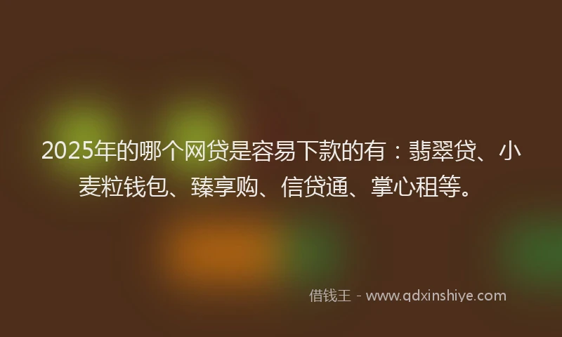 2025年的哪个网贷是容易下款的有：翡翠贷、小麦粒钱包、臻享购、信贷通、掌心租等。