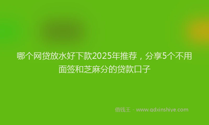 哪个网贷放水好下款2025年推荐，分享5个不用面签和芝麻分的贷款口子