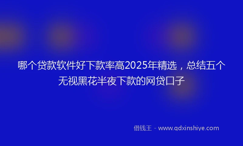 哪个贷款软件好下款率高2025年精选，总结五个无视黑花半夜下款的网贷口子