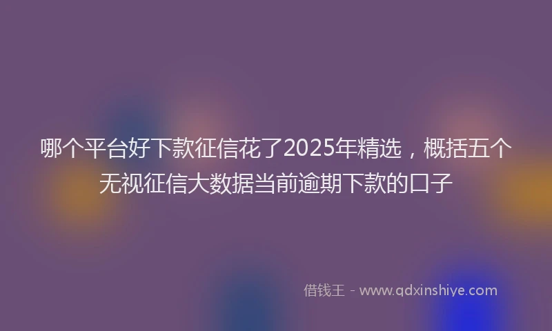 哪个平台好下款征信花了2025年精选，概括五个无视征信大数据当前逾期下款的口子