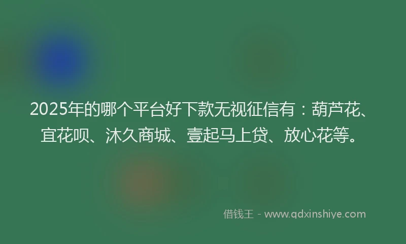 2025年的哪个平台好下款无视征信有：葫芦花、宜花呗、沐久商城、壹起马上贷、放心花等。