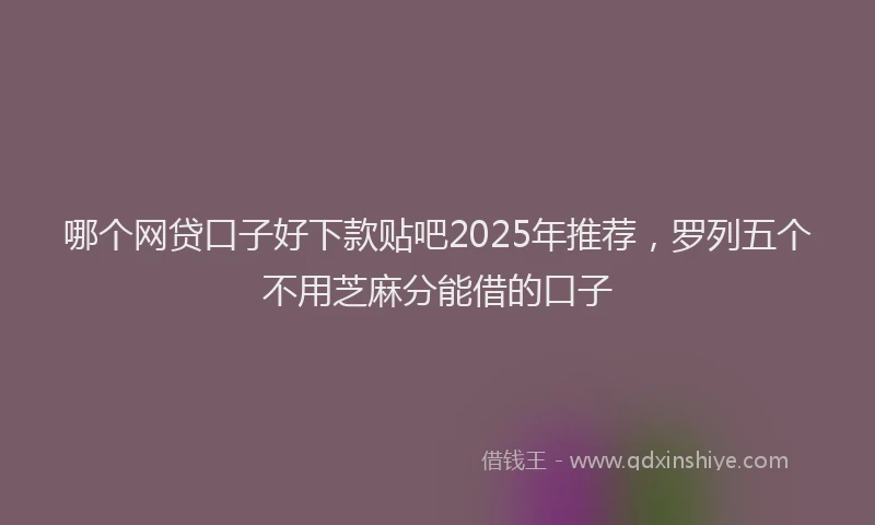 哪个网贷口子好下款贴吧2025年推荐，罗列五个不用芝麻分能借的口子