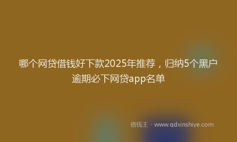 哪个网贷借钱好下款2025年推荐，归纳5个黑户逾期必下网贷app名单
