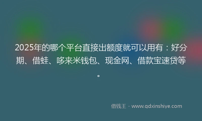 2025年的哪个平台直接出额度就可以用有：好分期、借蛙、哆来米钱包、现金网、借款宝速贷等。