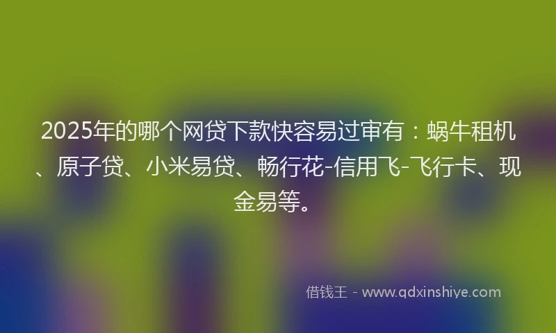 2025年的哪个网贷下款快容易过审有：蜗牛租机、原子贷、小米易贷、畅行花-信用飞-飞行卡、现金易等。