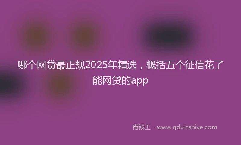 哪个网贷最正规2025年精选，概括五个征信花了能网贷的app