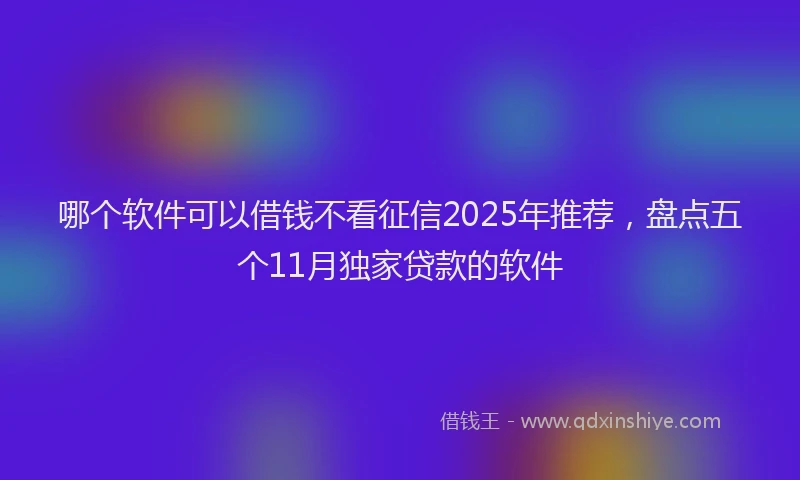 哪个软件可以借钱不看征信2025年推荐，盘点五个11月独家贷款的软件