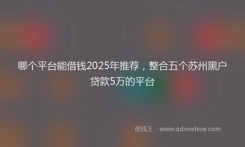 哪个平台能借钱2025年推荐，整合五个苏州黑户贷款5万的平台
