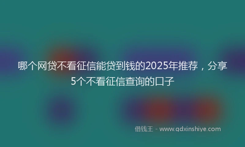 哪个网贷不看征信能贷到钱的2025年推荐，分享5个不看征信查询的口子