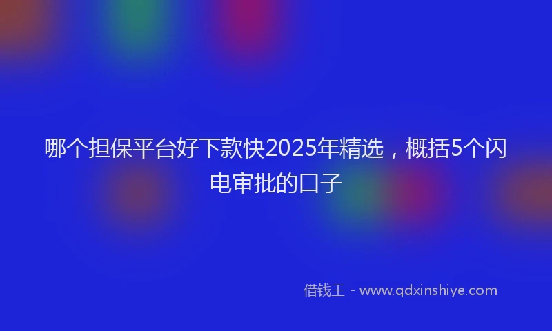哪个担保平台好下款快2025年精选，概括5个闪电审批的口子