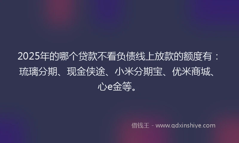 2025年的哪个贷款不看负债线上放款的额度有：琉璃分期、现金侠途、小米分期宝、优米商城、心e金等。