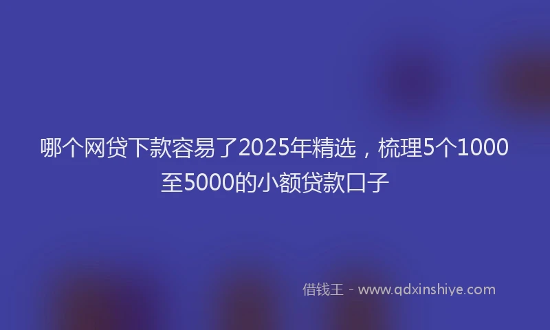 哪个网贷下款容易了2025年精选，梳理5个1000至5000的小额贷款口子