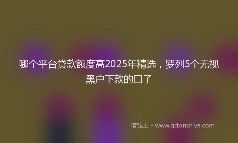 哪个平台贷款额度高2025年精选,罗列5个无视黑户下款的口子