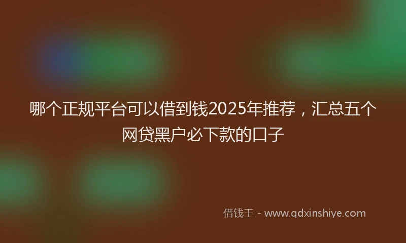 哪个正规平台可以借到钱2025年推荐，汇总五个网贷黑户必下款的口子